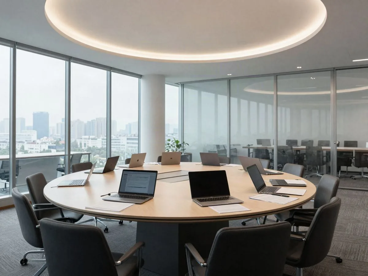 Sala de reuniones con vista a la ciudad